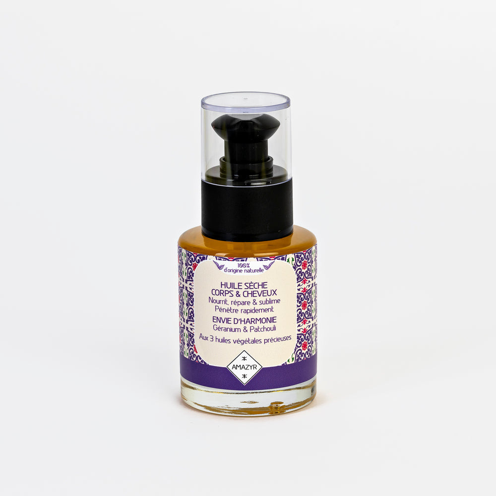 Huile sèche corps et cheveux Envie d'Harmonie - Géranium & Patchouli