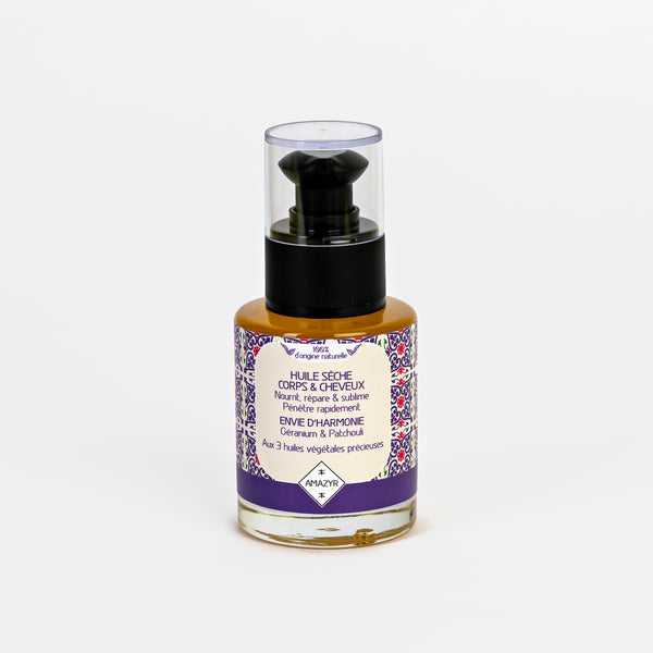 Huile sèche corps et cheveux Envie d'Harmonie - Géranium & Patchouli