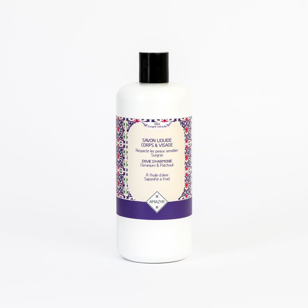 Savon liquide corps et visage Envie d'Harmonie - Géranium & Patchouli